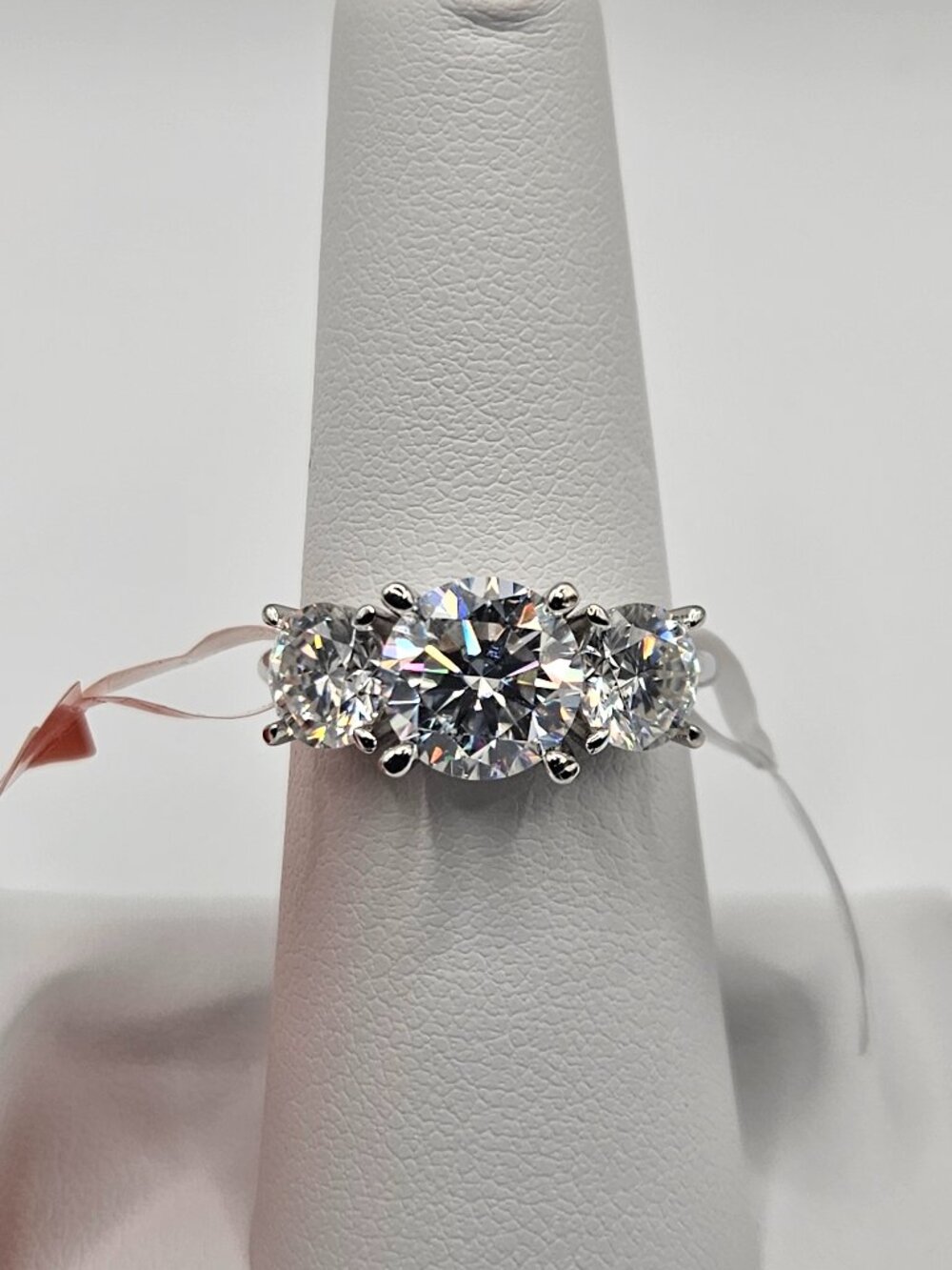 Moissanite 4.00CTW 3-Stone Ring 925 Sterling Silver Size 7